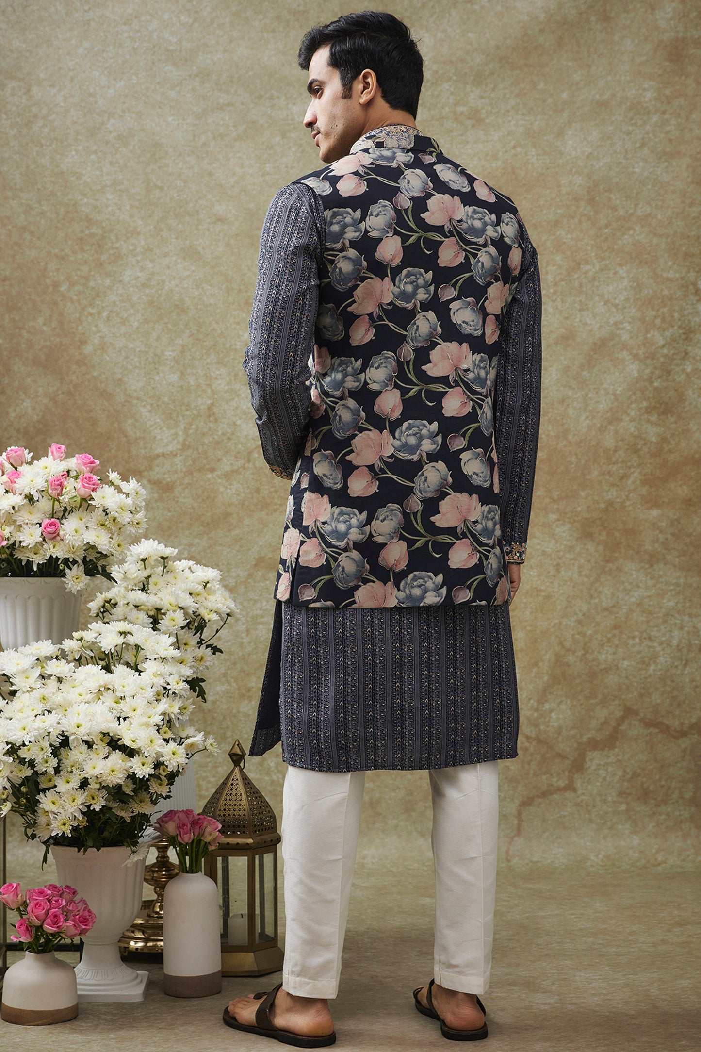 Royal Blue Splendid Silk Kurta Jacket Set