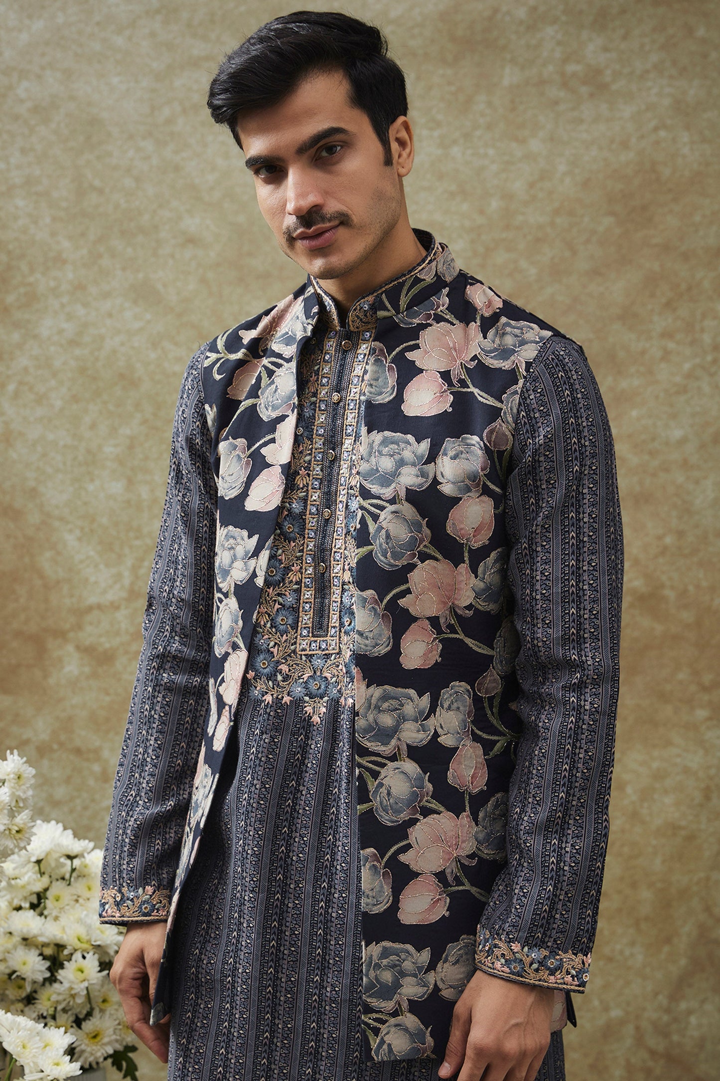 Royal Blue Splendid Silk Kurta Jacket Set