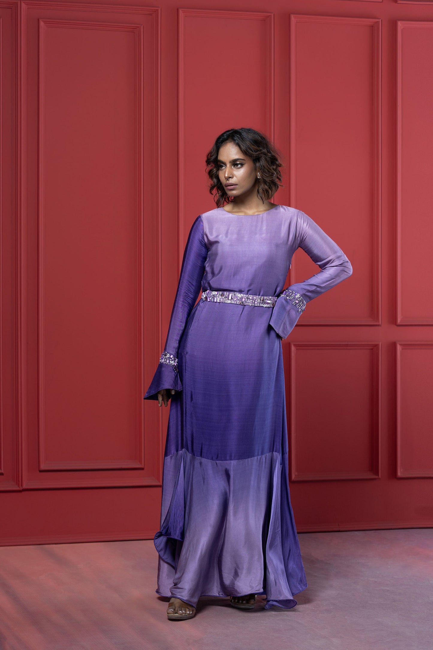 Violet Rich Ombre Gaji Silk Tunic