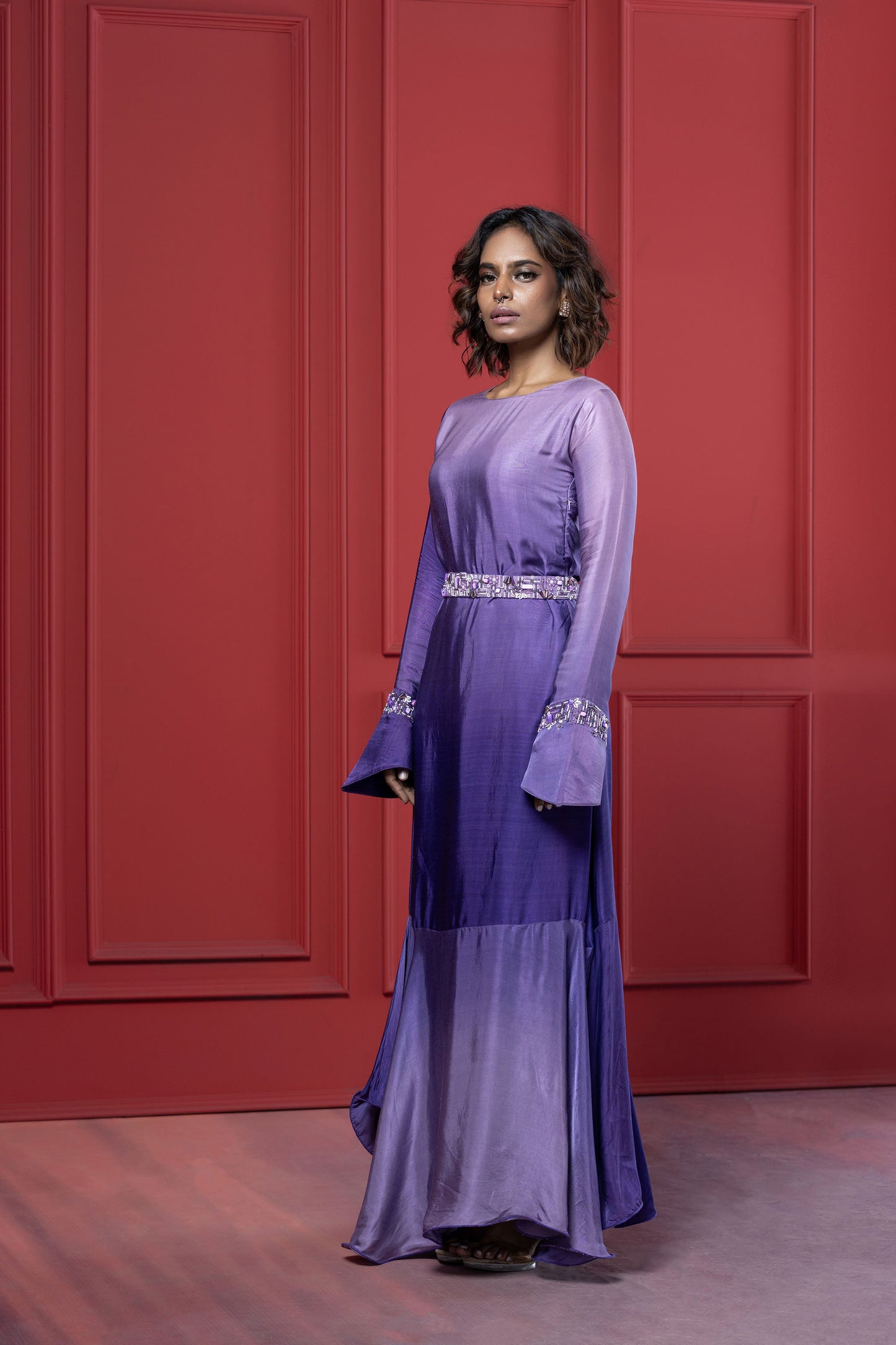 Violet Rich Ombre Gaji Silk Tunic