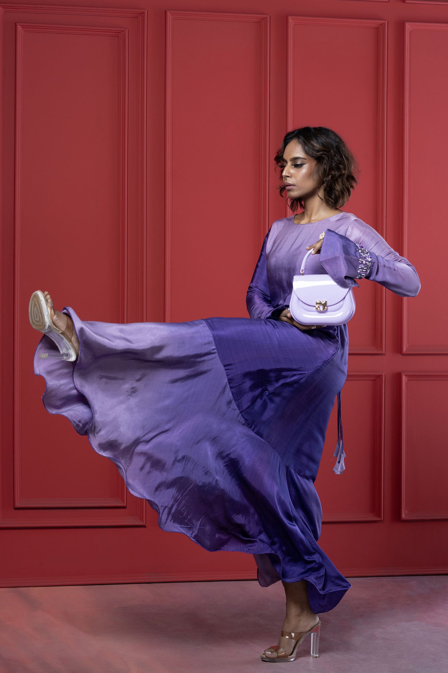 Violet Rich Ombre Gaji Silk Tunic