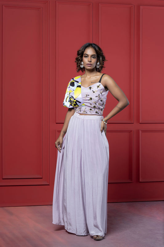 Lilac Abstract Print Palazzo Set