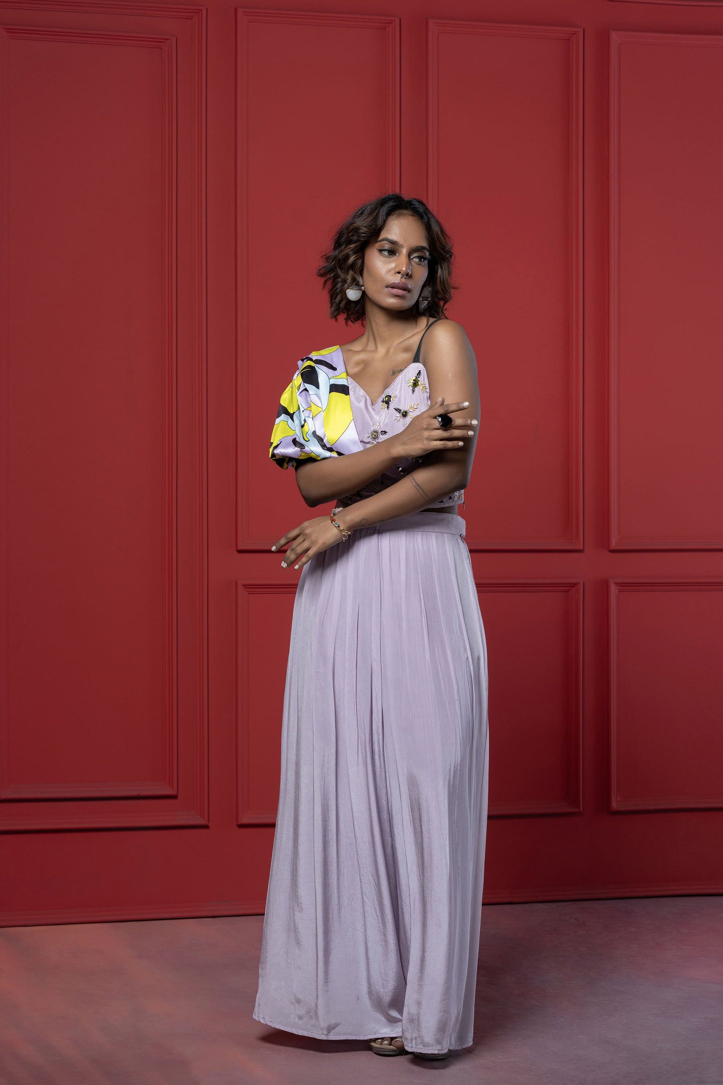 Lilac Abstract Print Palazzo Set