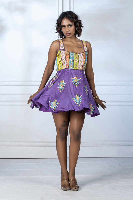 Purple Dola Silk Embellished Frock
