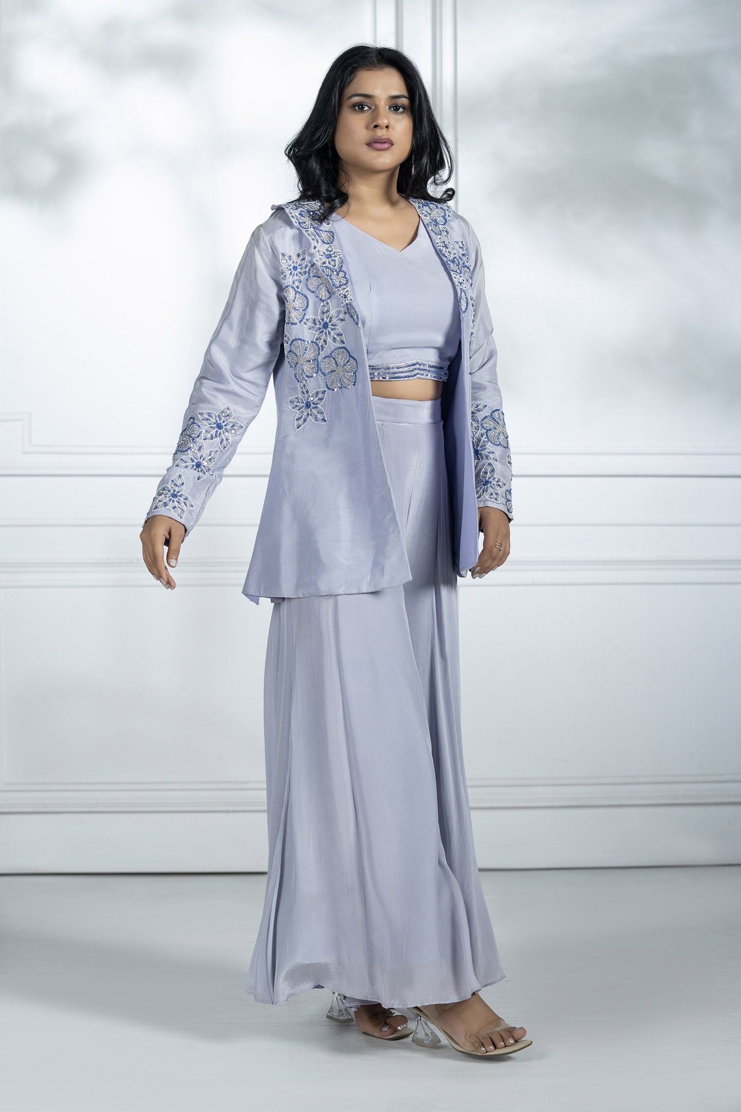 Lilac Upada Silk Blazer Set