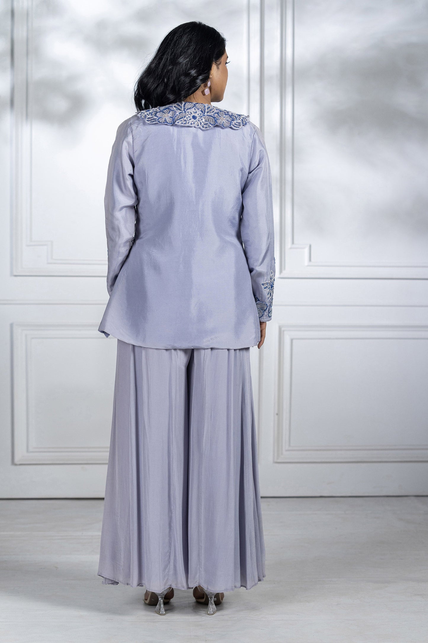 Lilac Upada Silk Blazer Set