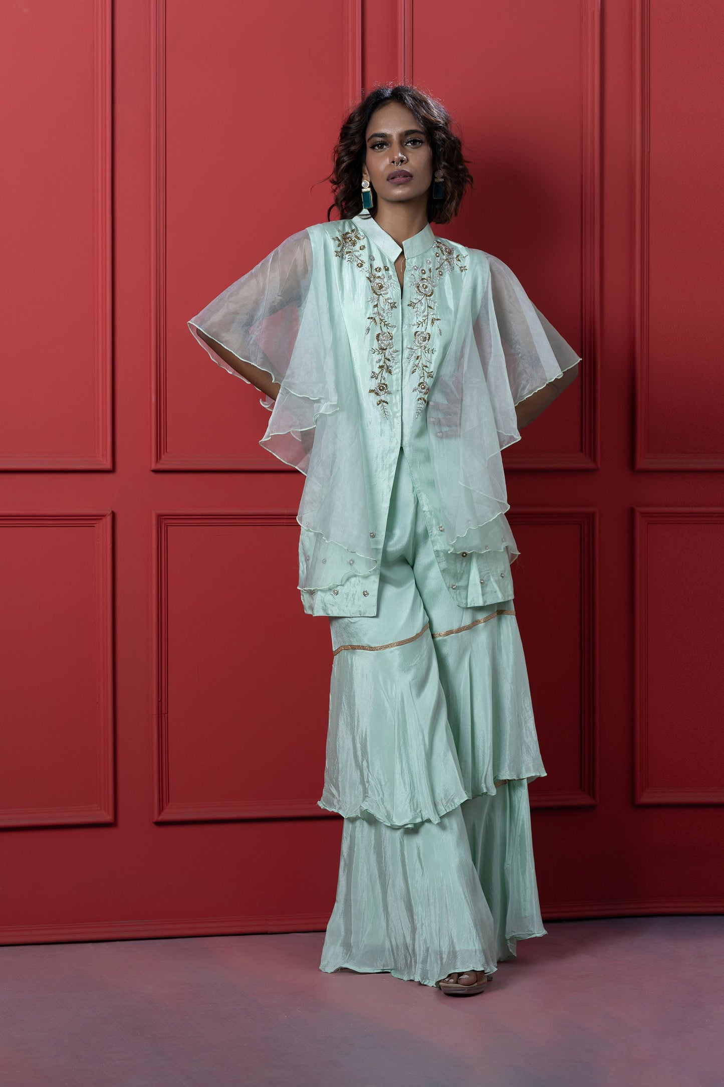 Mint Green Ruffle Sharara Set