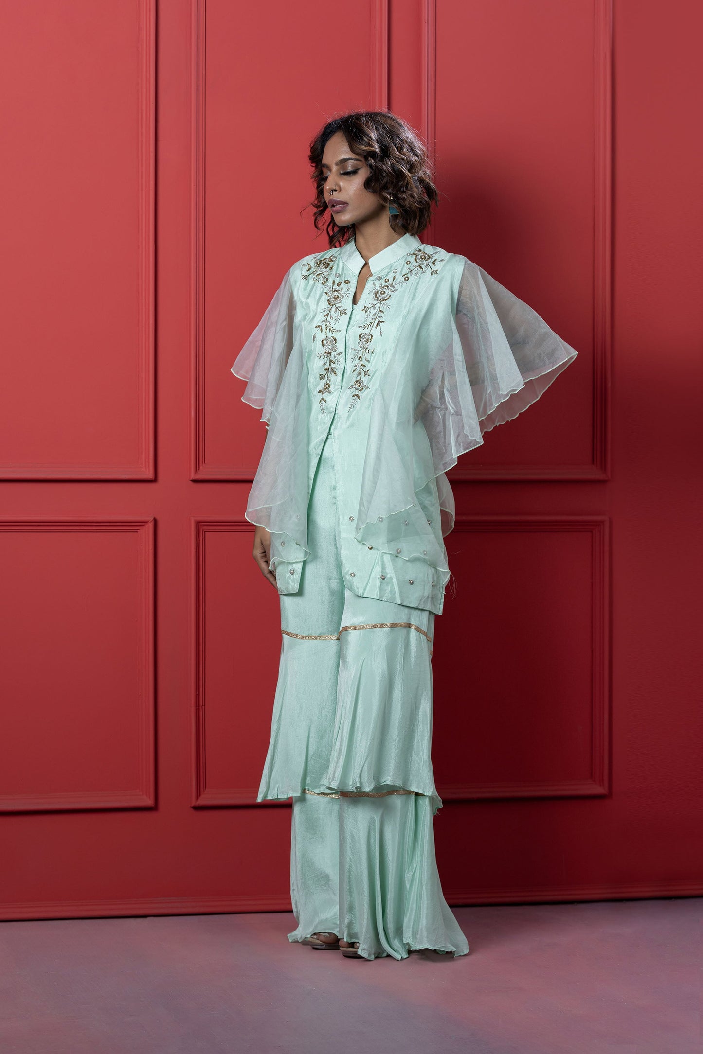 Mint Green Ruffle Sharara Set