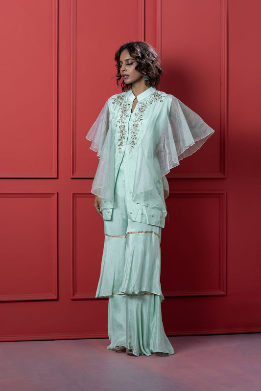 Mint Green Ruffle  Sharara Set