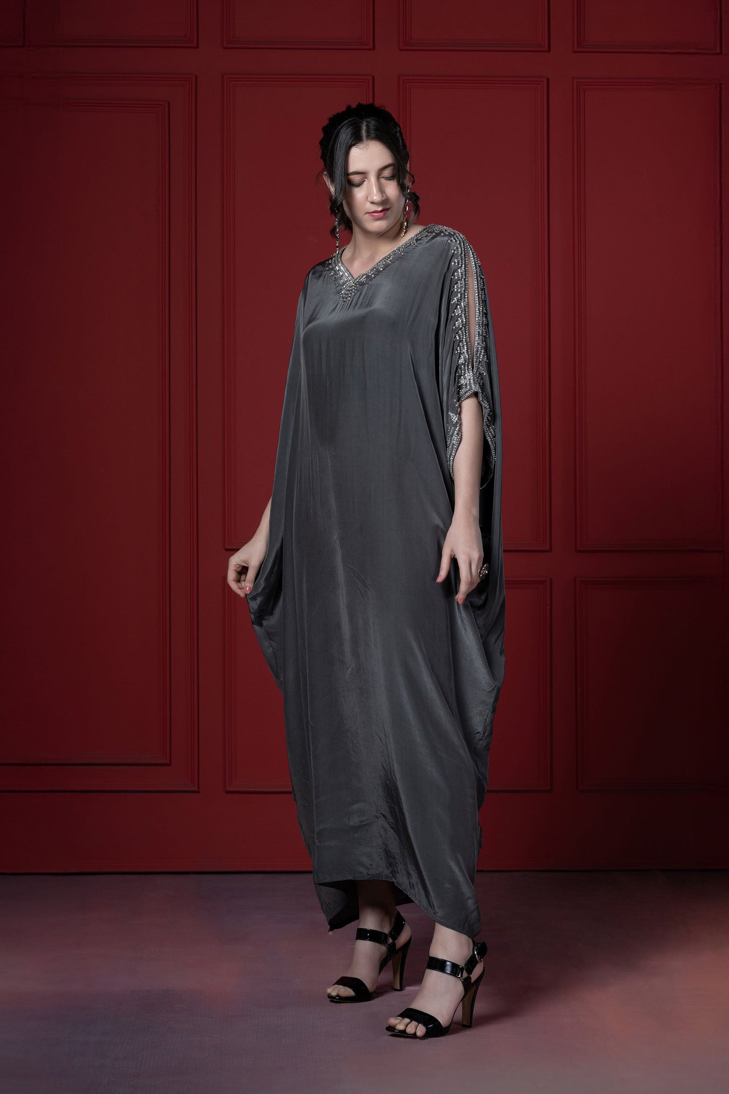 Grey Crystal Kaftan Tunic