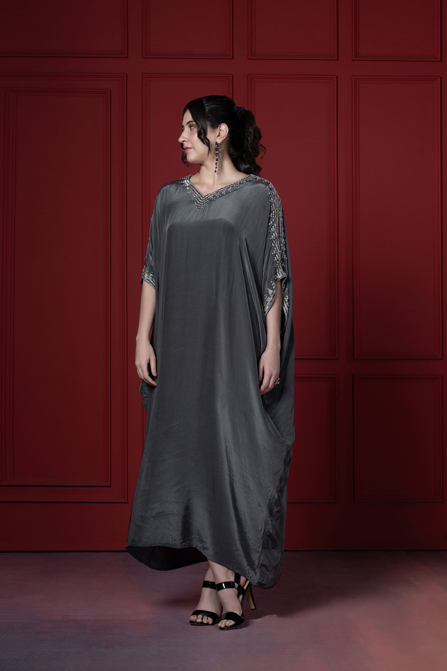 Grey Crystal Kaftan Tunic