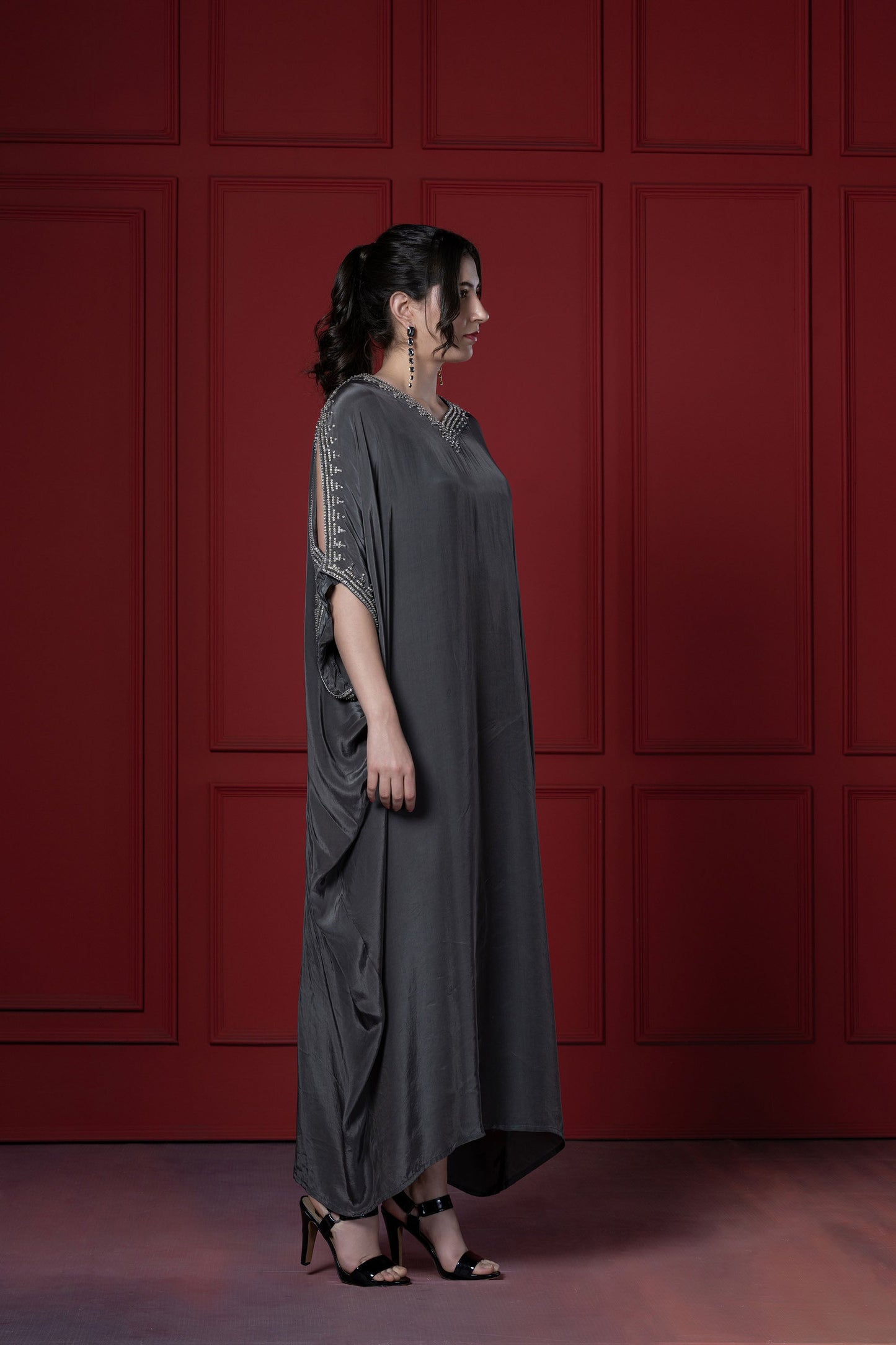 Grey Crystal Kaftan Tunic