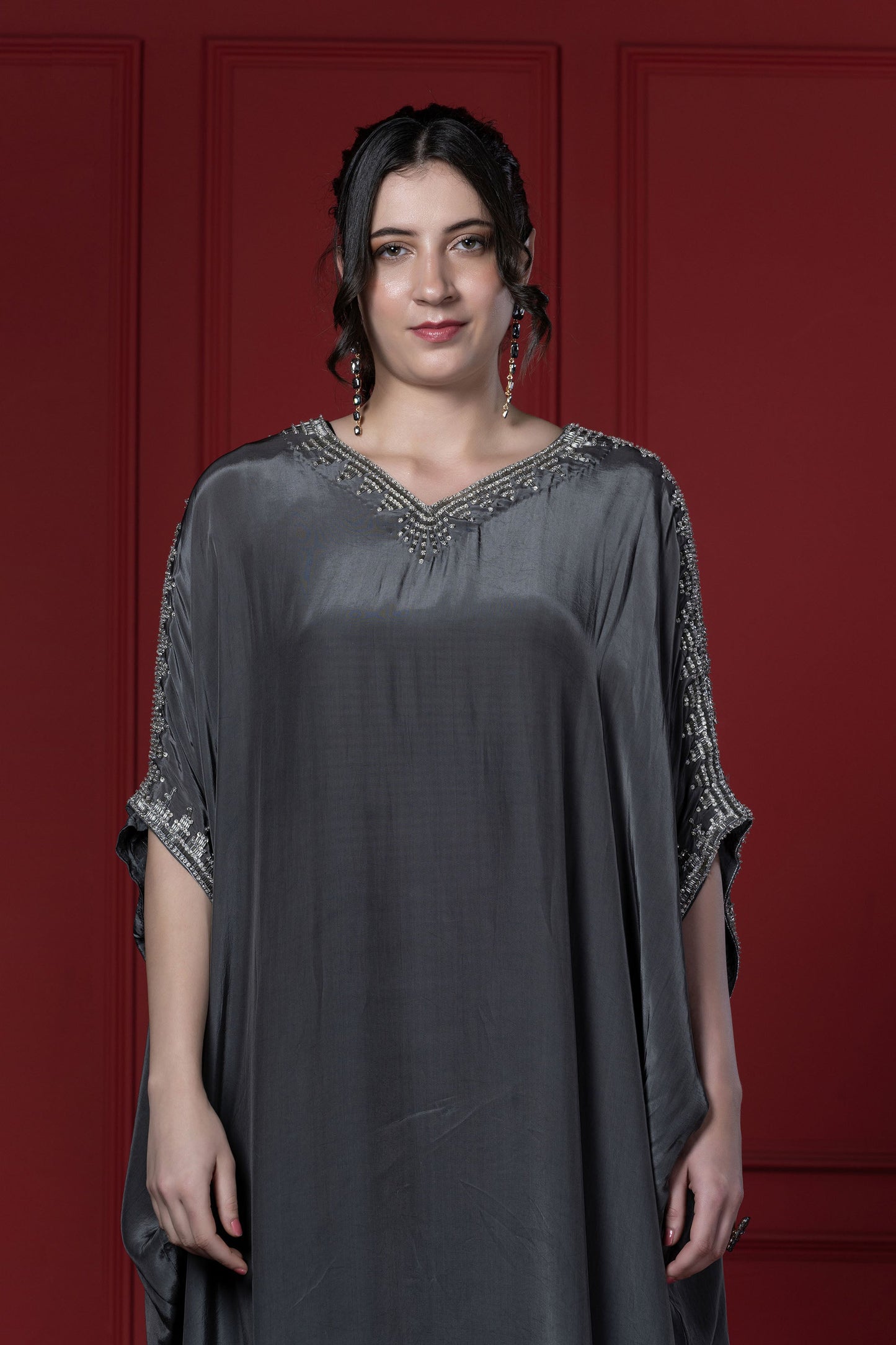 Grey Crystal Kaftan Tunic
