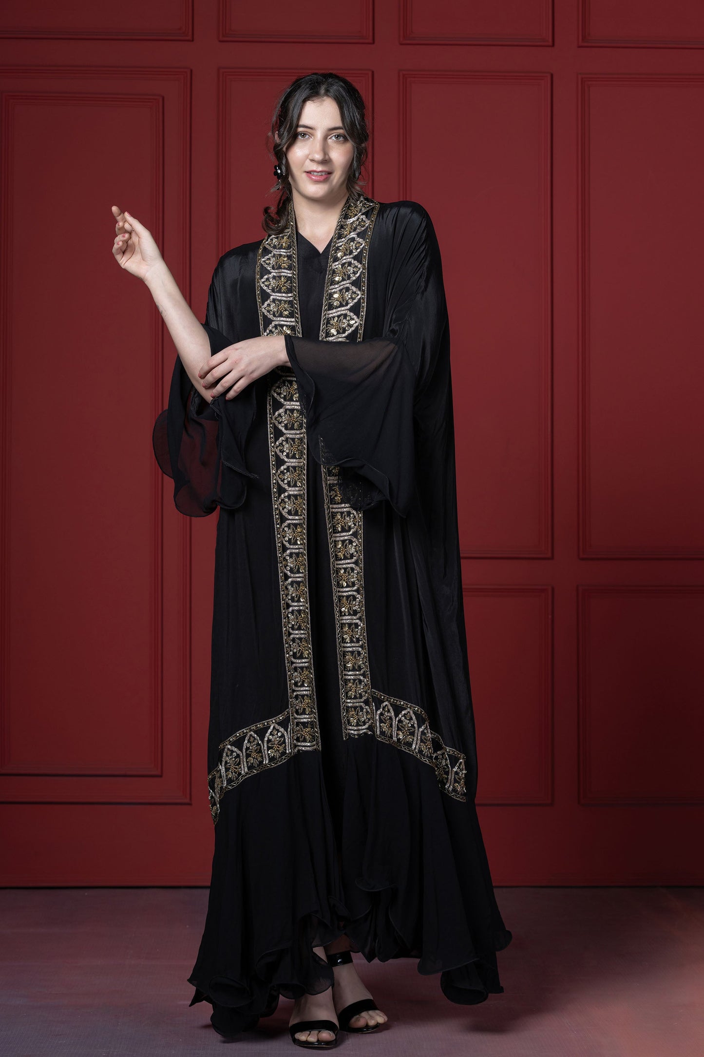 Black Abaya Jacket Set