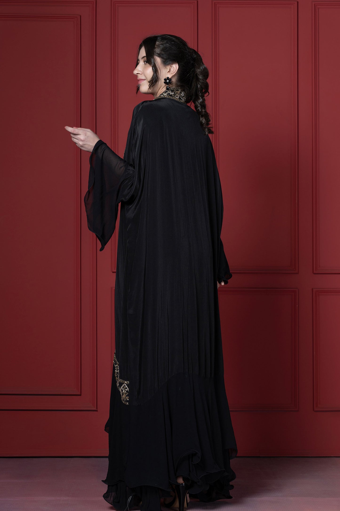 Black Abaya Jacket Set