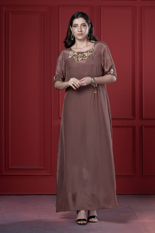 Mauve 3D Side-Knot Flower  Tunic