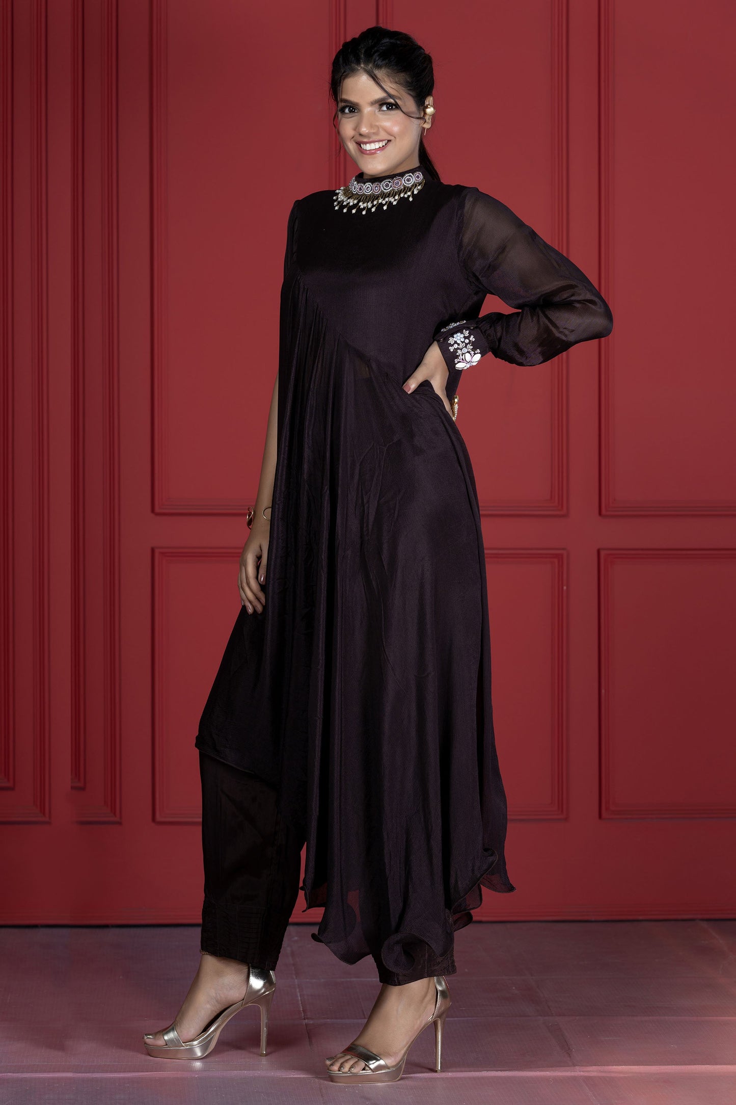 Brown Mirror Kaftaan Dress