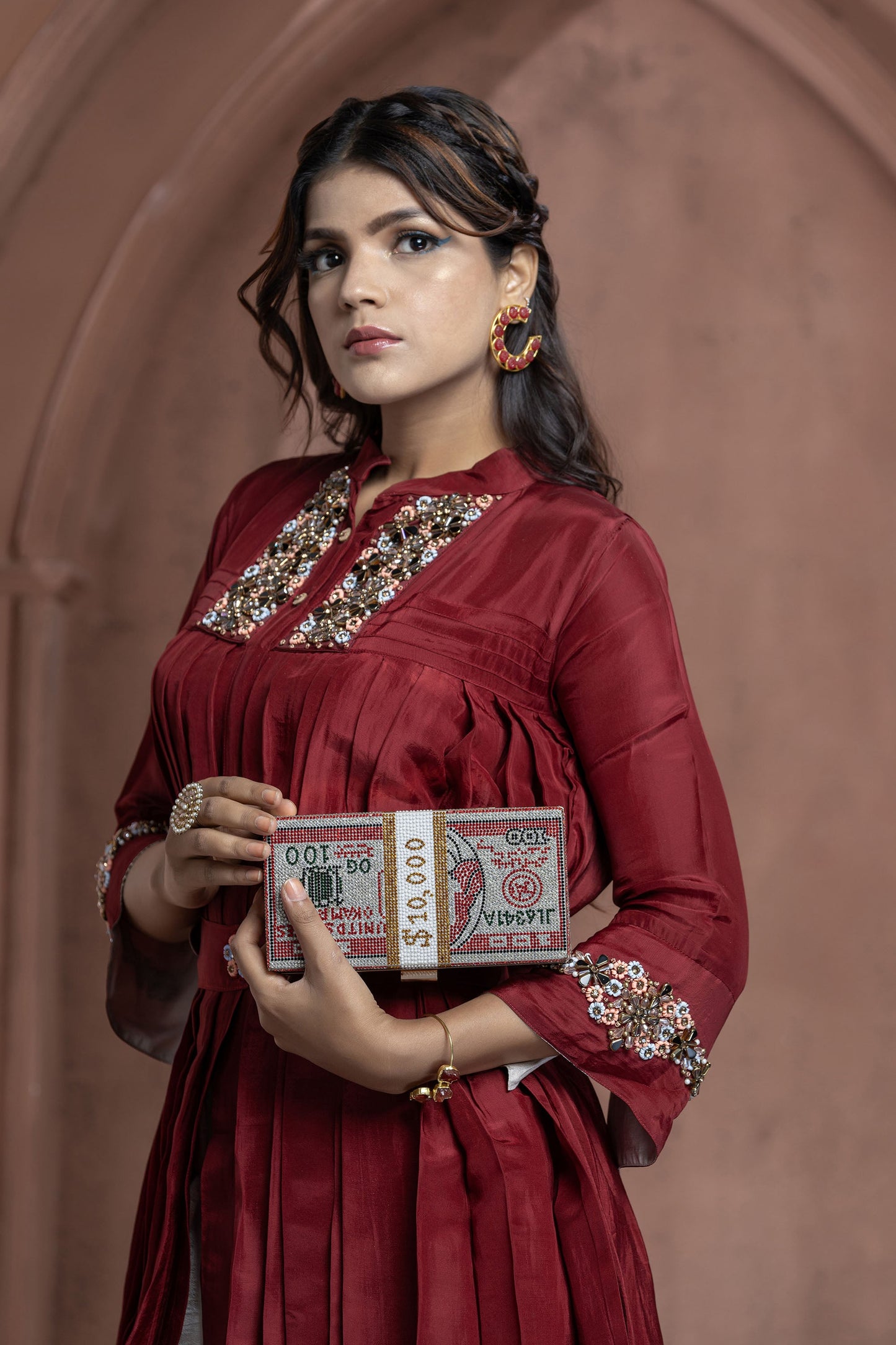 Maroon Indowestern Dhoti Set