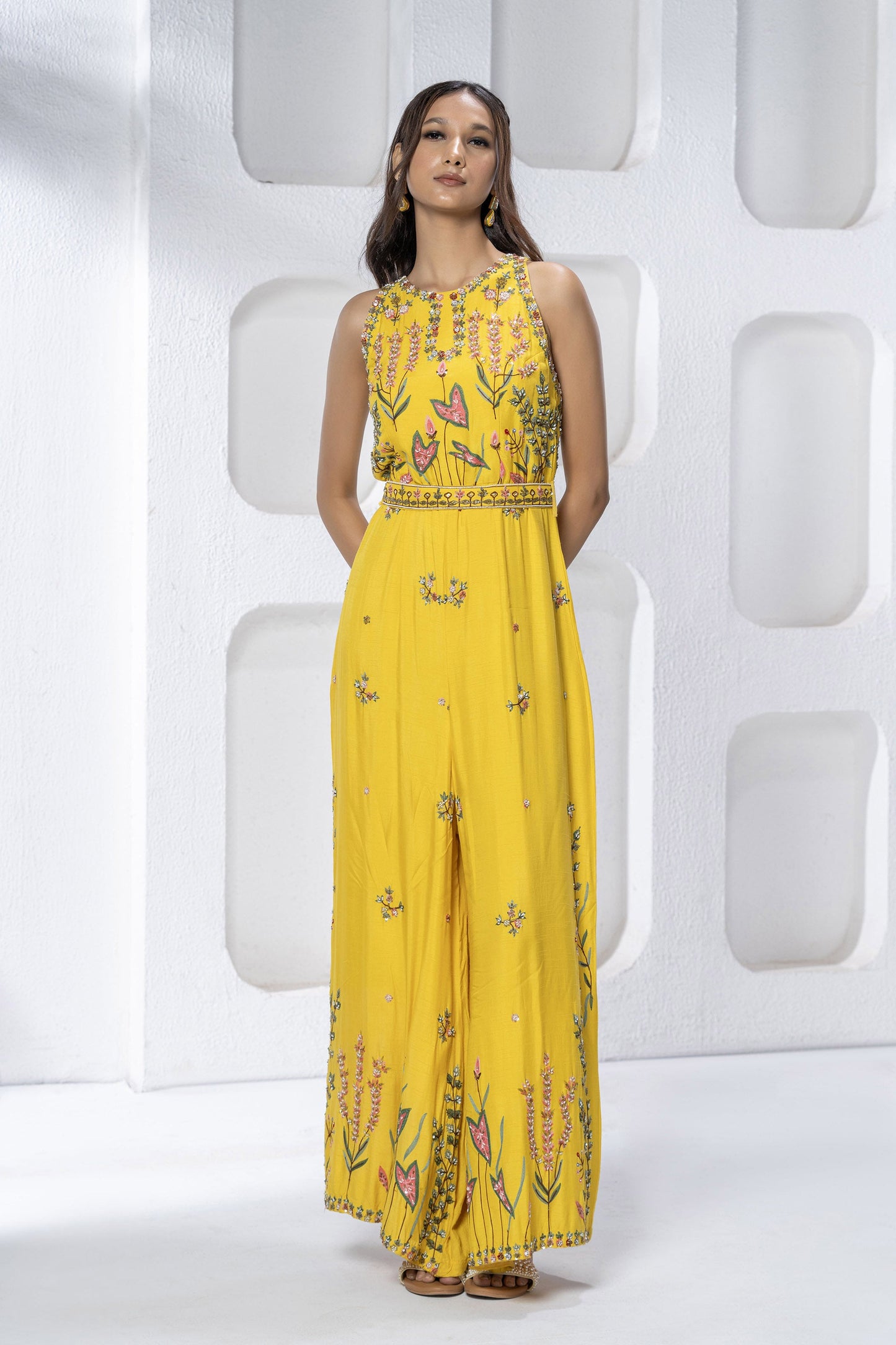 Yellow Dola Silk Vibrant Jumpsuit