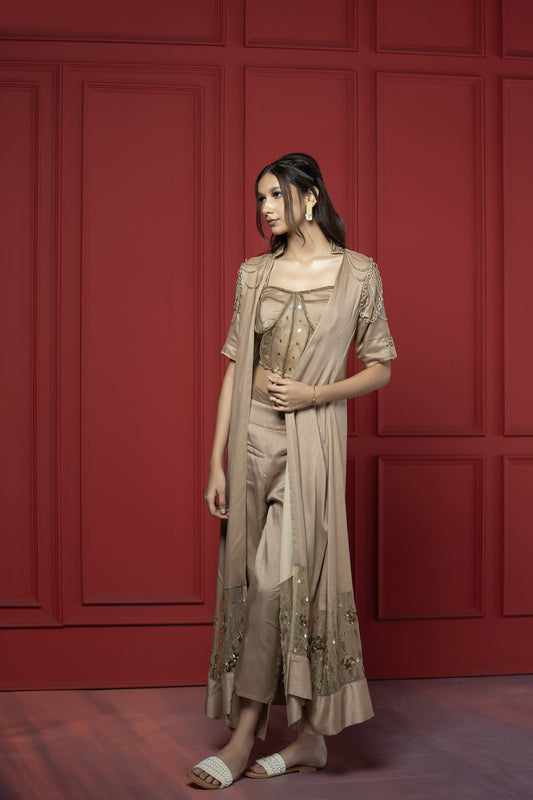 Copper Dola Silk 3-Piece Corset Jacket Set