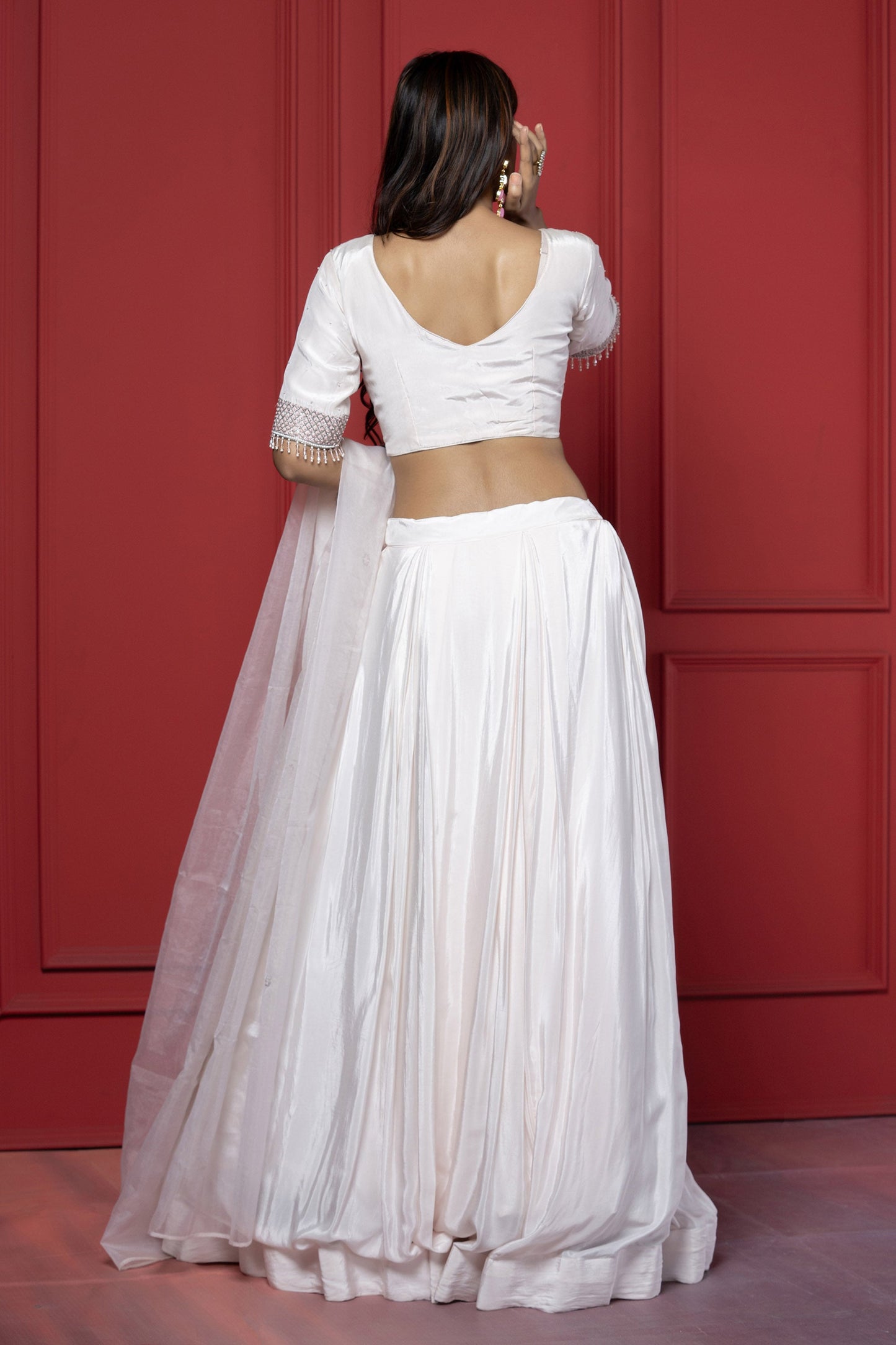 Baby Pink Organza crystal Lehenga Set