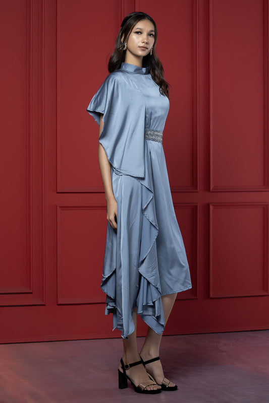 Pearl Blue Satin Royal Tunic