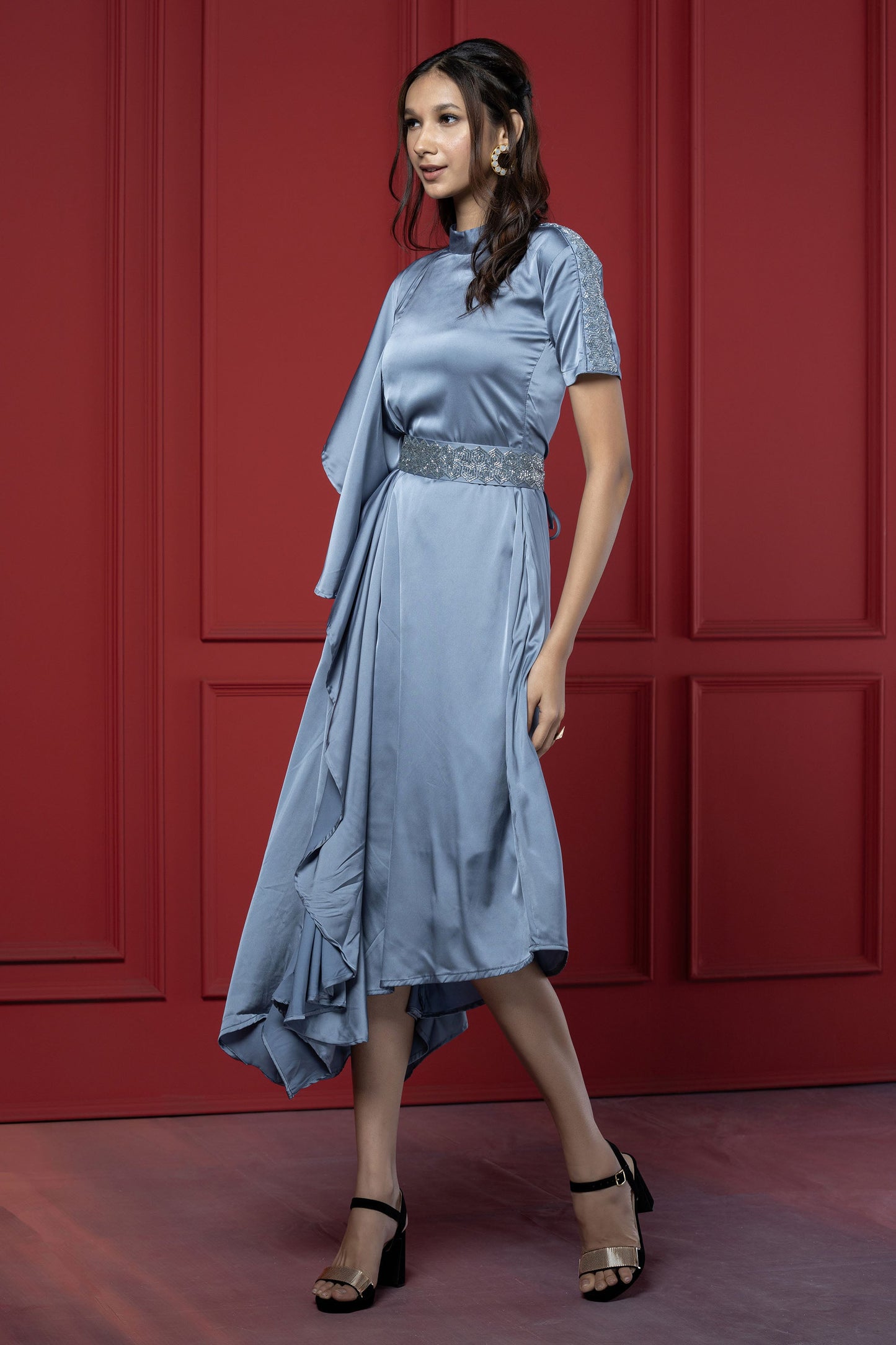 Pearl Blue Satin Royal Tunic