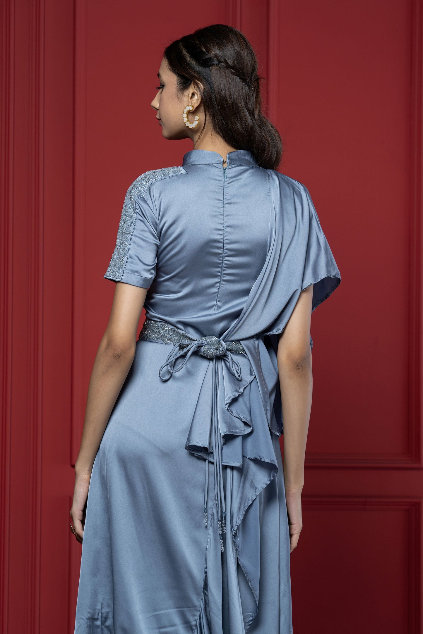 Pearl Blue Satin Royal Tunic
