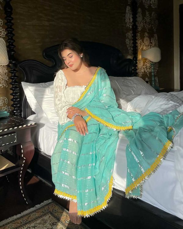 Sea Blue Tohfa Mulmul Saree