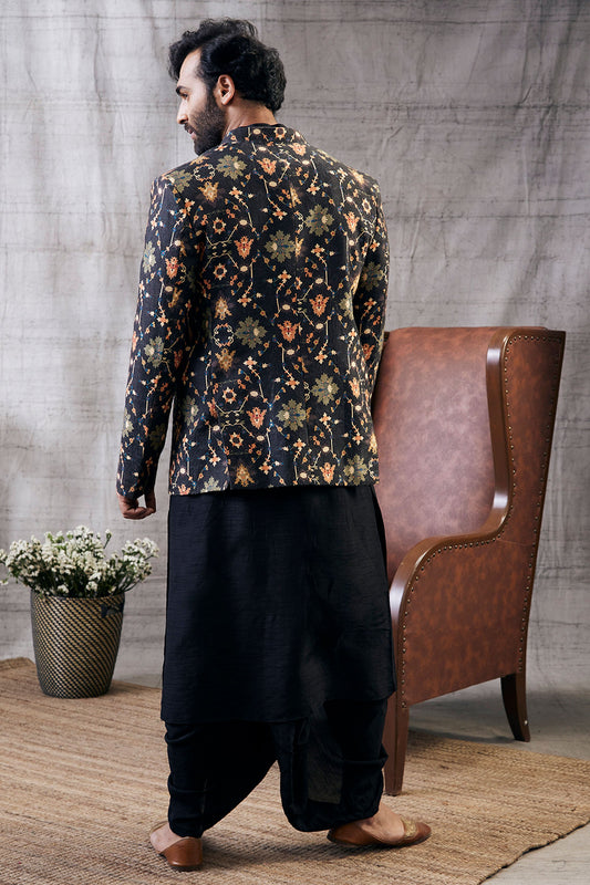 Zahra Printed Jacket With Dhoti Set