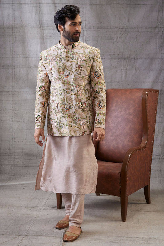 Mehr Printed Jacket With Kurta Set