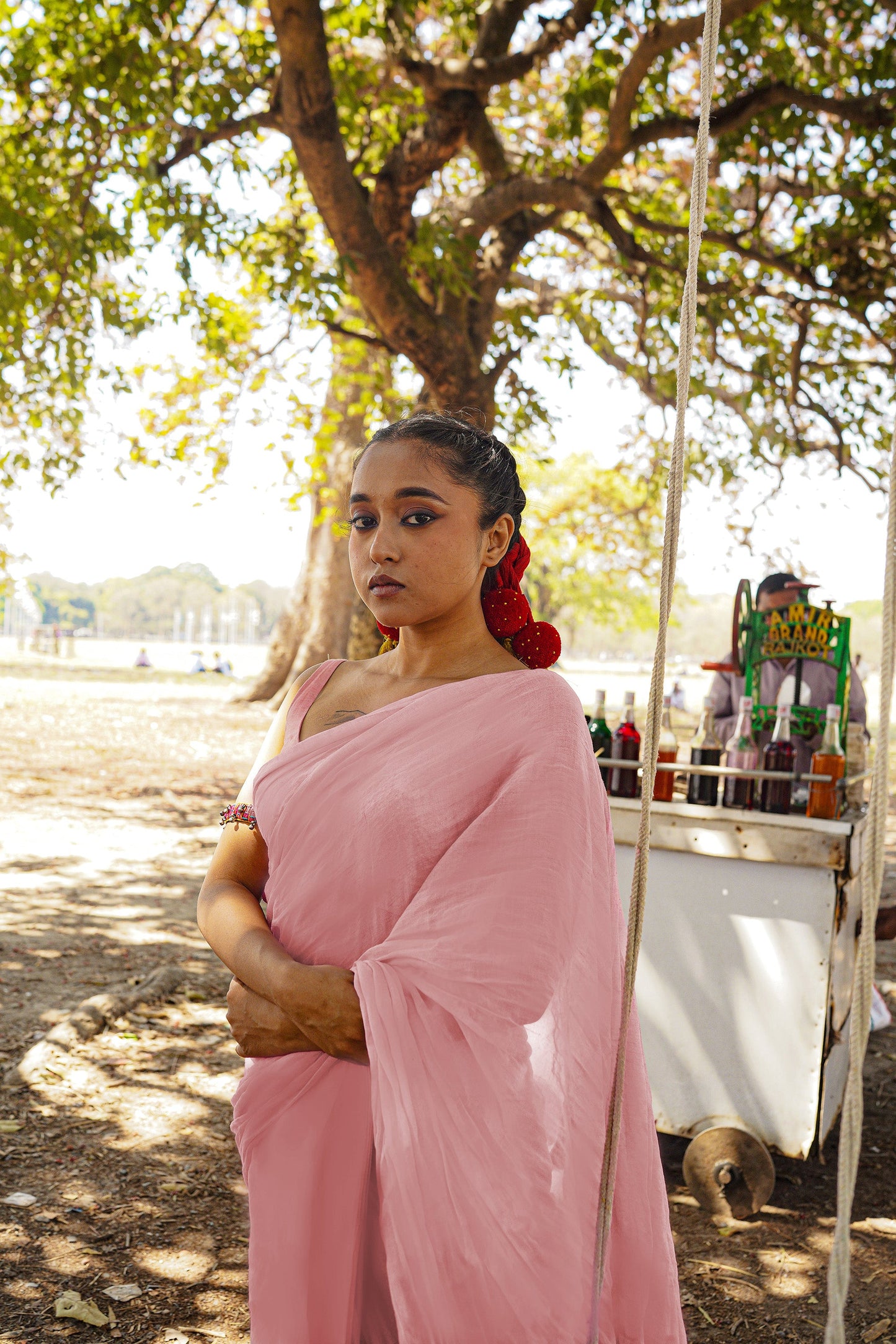 Strawberry Ice Gola | Pink Handloom Cotton Cotton Silk Saree