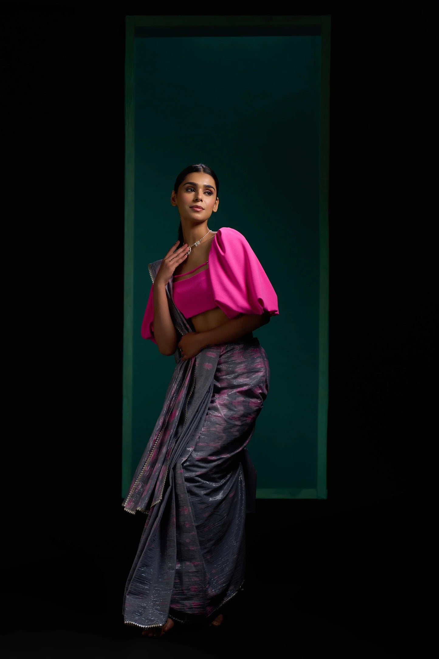 Grey Twin Pure Cotton Saree
