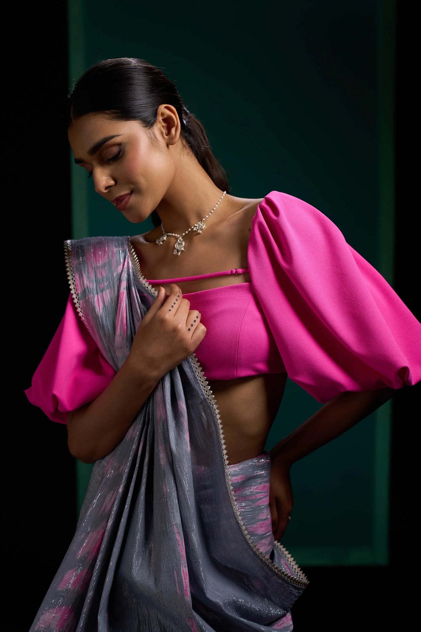 Grey Twin Pure Cotton Saree
