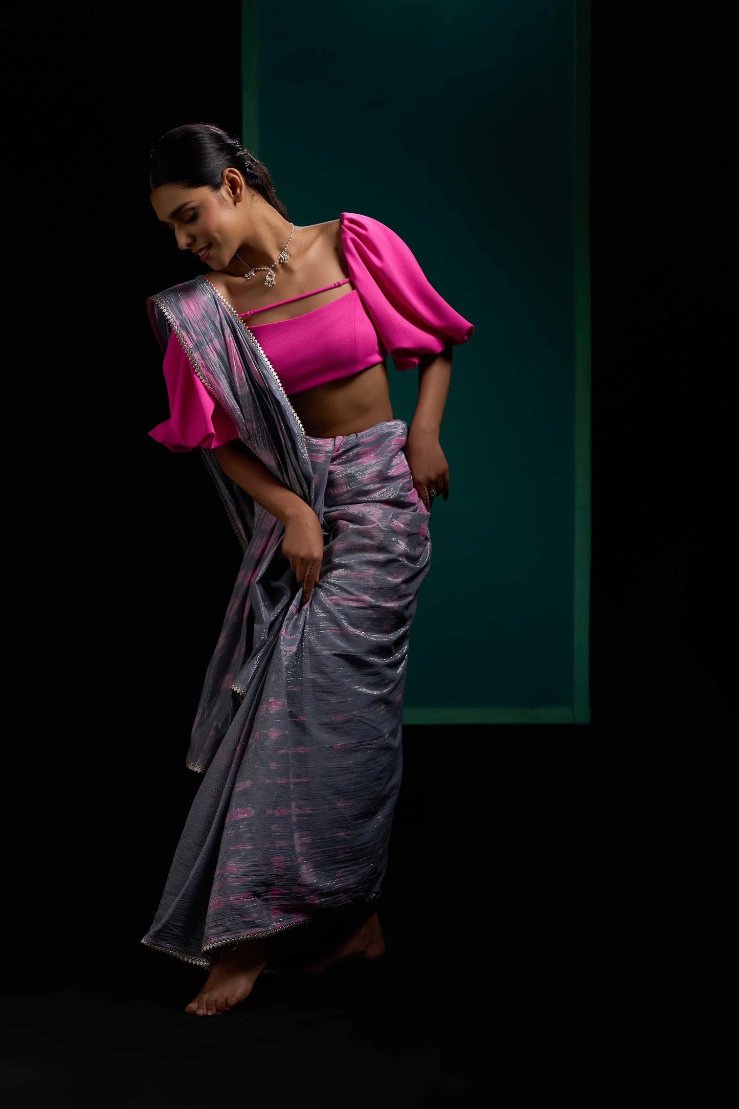 Grey Twin Pure Cotton Saree
