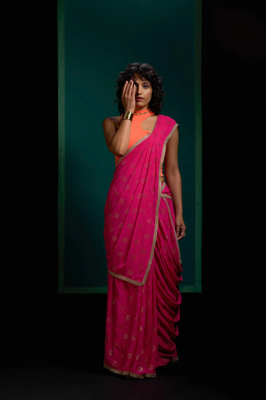 Daisy Pink Georgette Saree