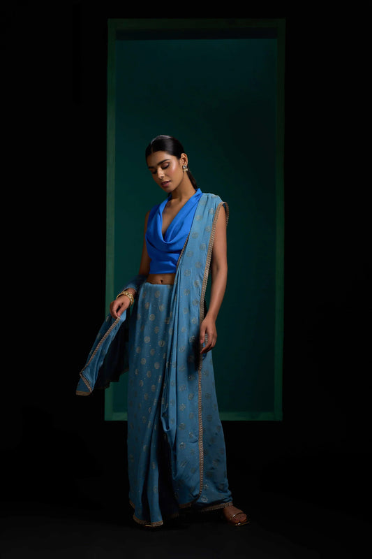 Midnight Blue Viscose Georgette Saree