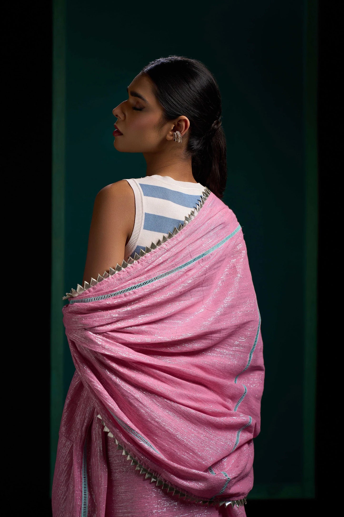 Baby Pink Shimmer Pure Cotton Saree