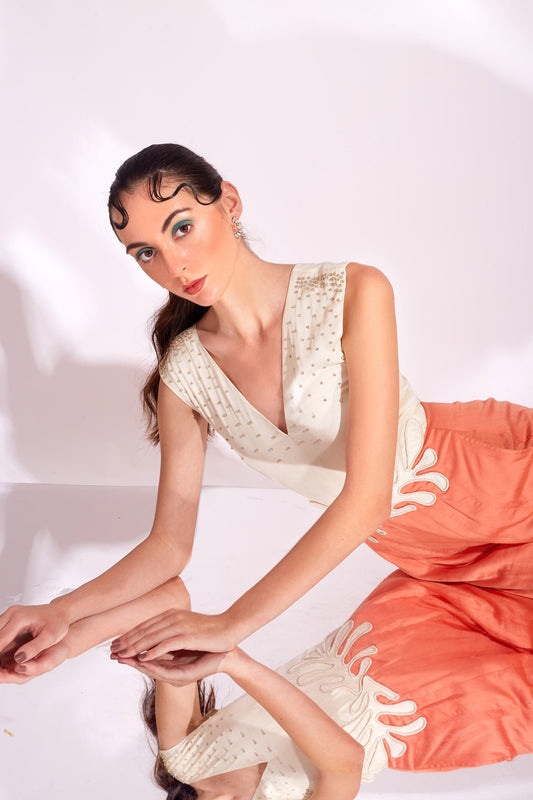 ORION  Cream and Tangerine  jumpsuit