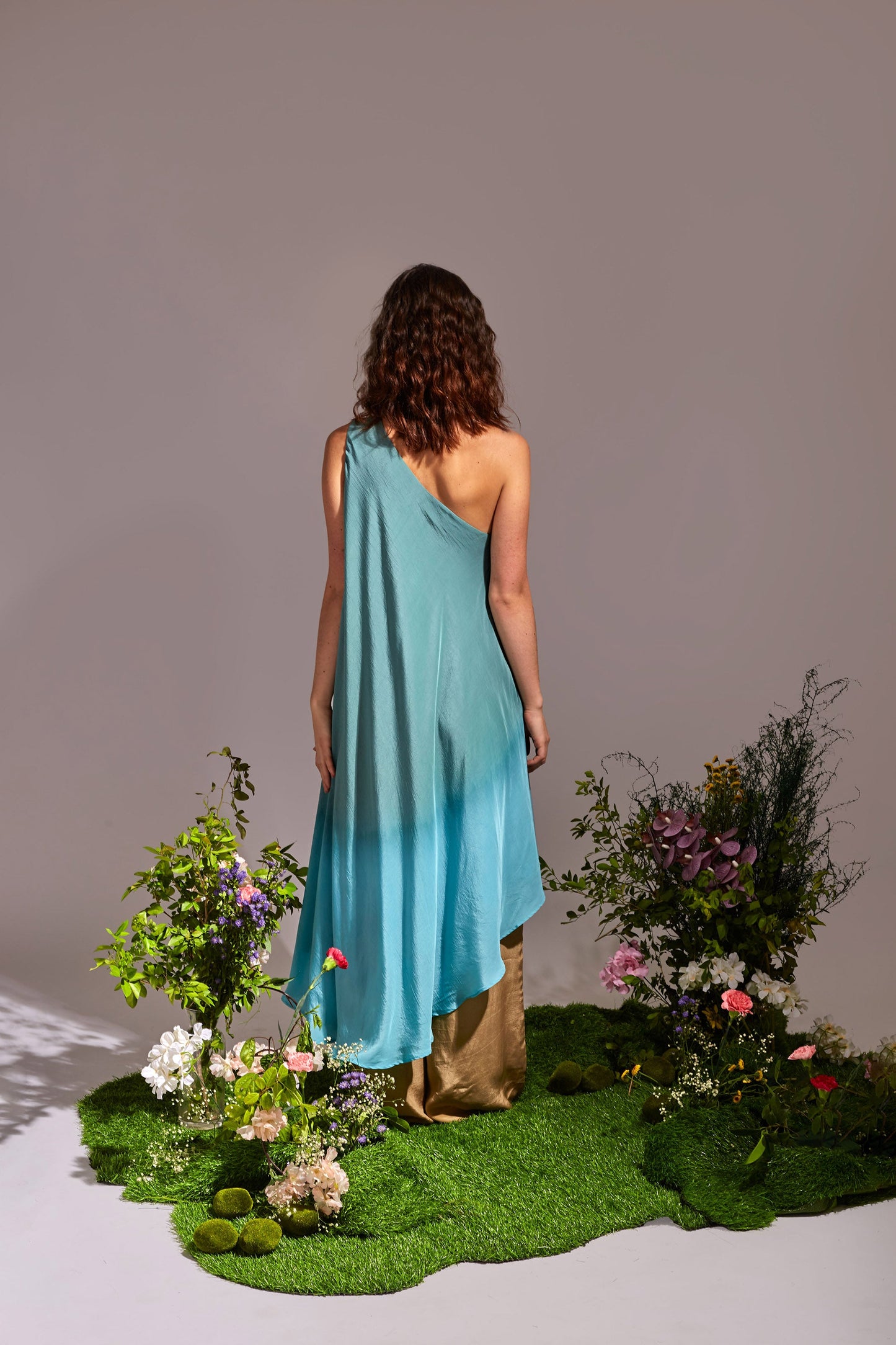 LUMINA Sea Green,Cyan Blue and Beige Kurta