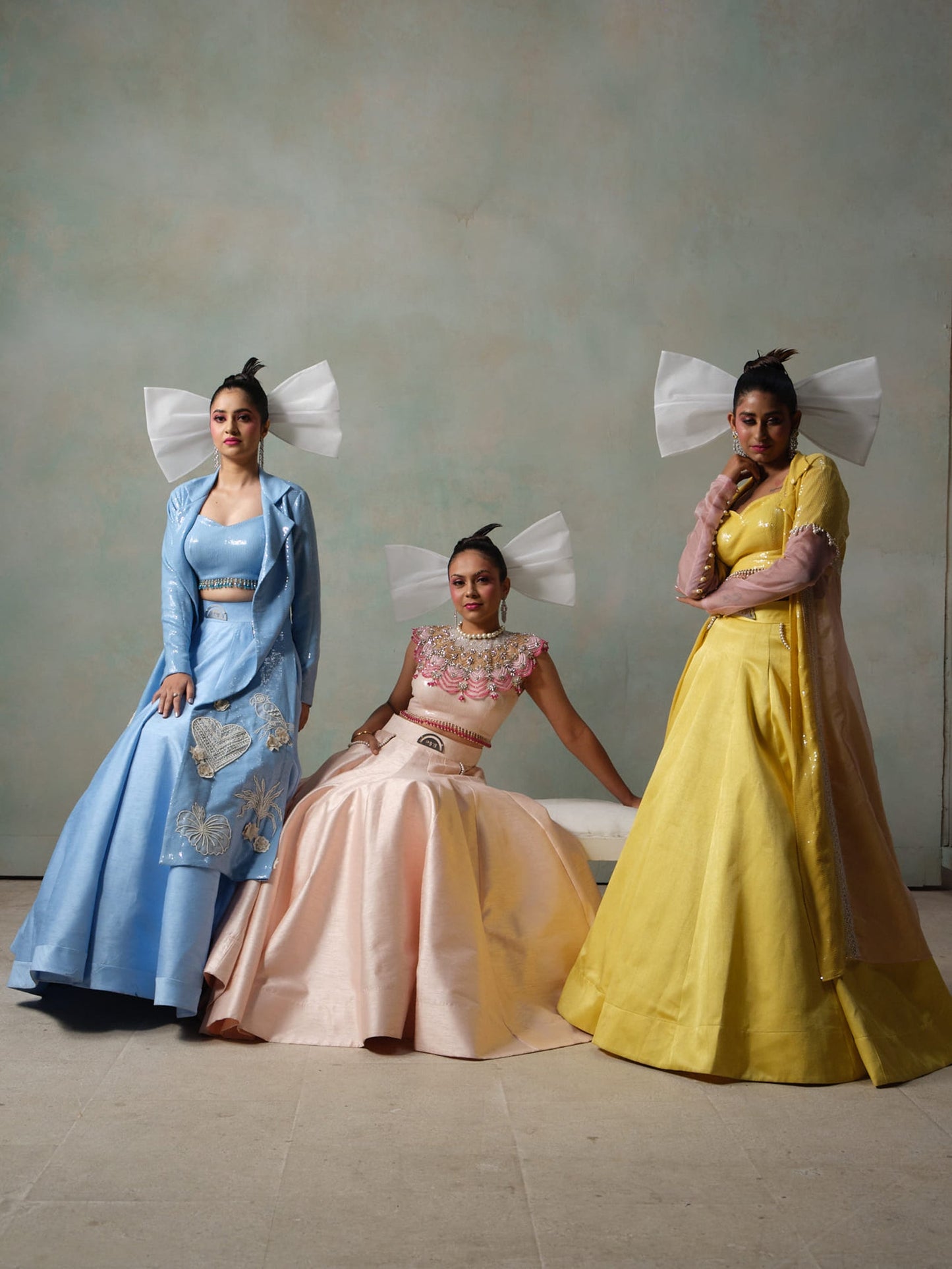 Pastel Blue Skirt Set with Jacket