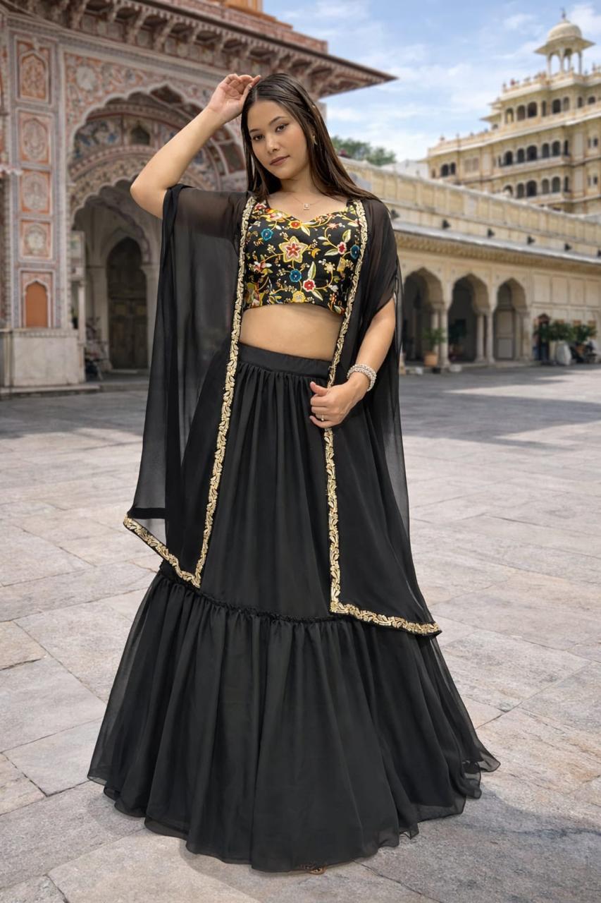 Black Serge Lehenga
