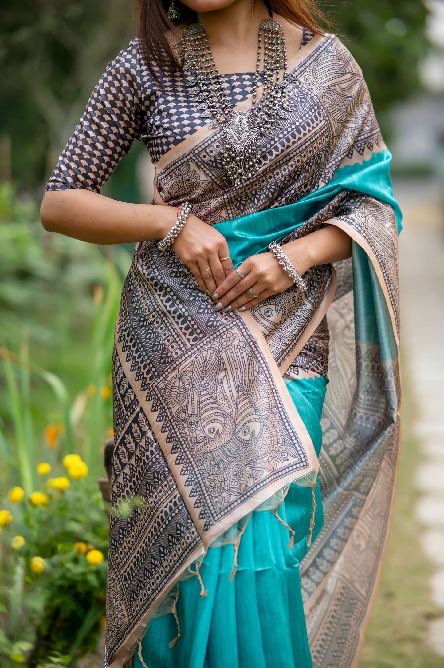 Yogita Rama Soft Tussar Silk Madhubani printed Saree
