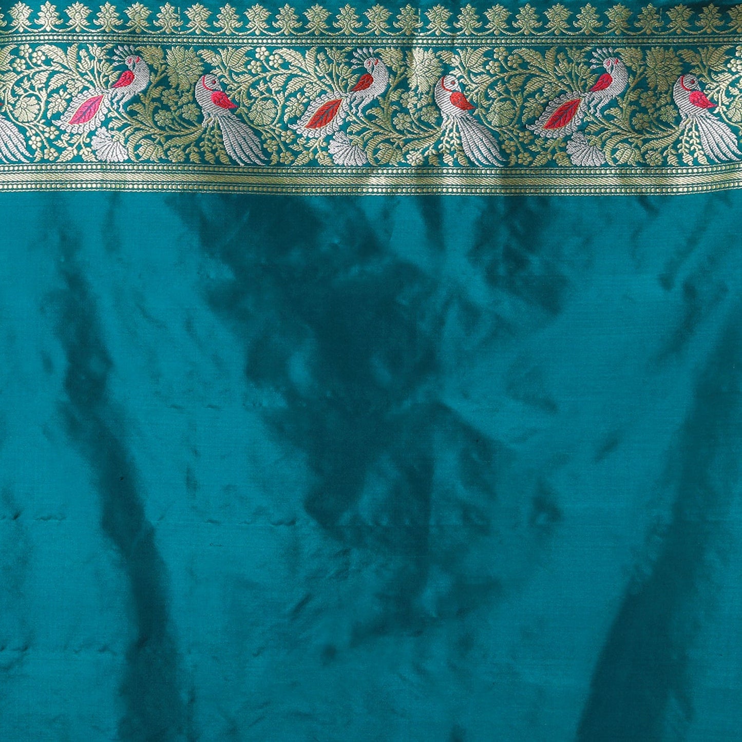 Teal Handwoven Kadwa Katan Silk Saree