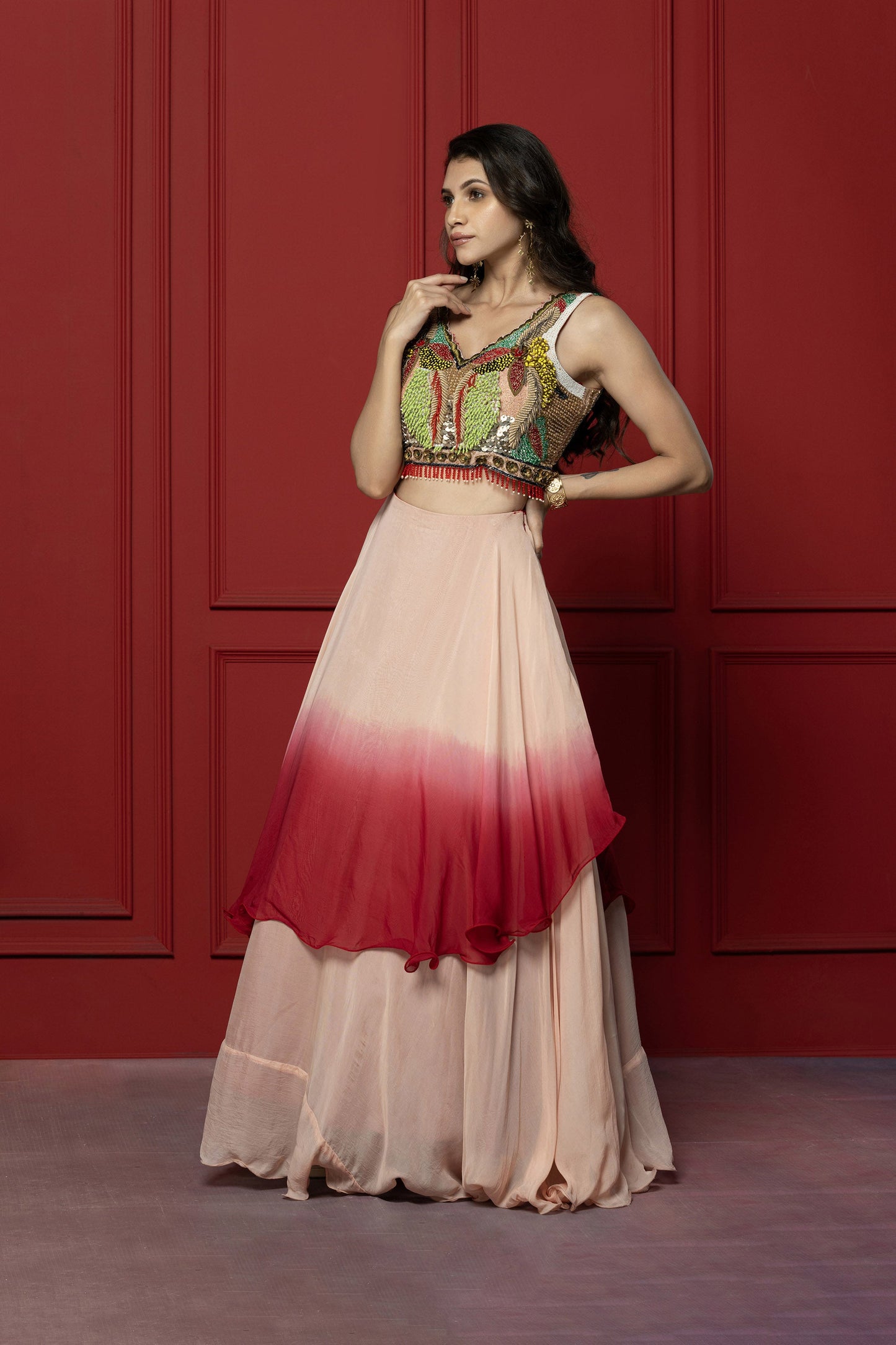 Ombré Viscose Organza Skirt Set