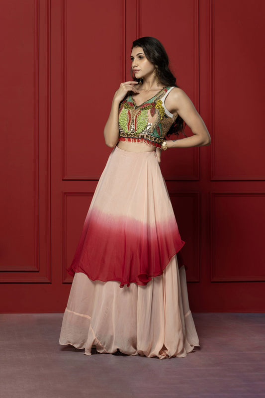 Ombré Viscose Organza Skirt Set