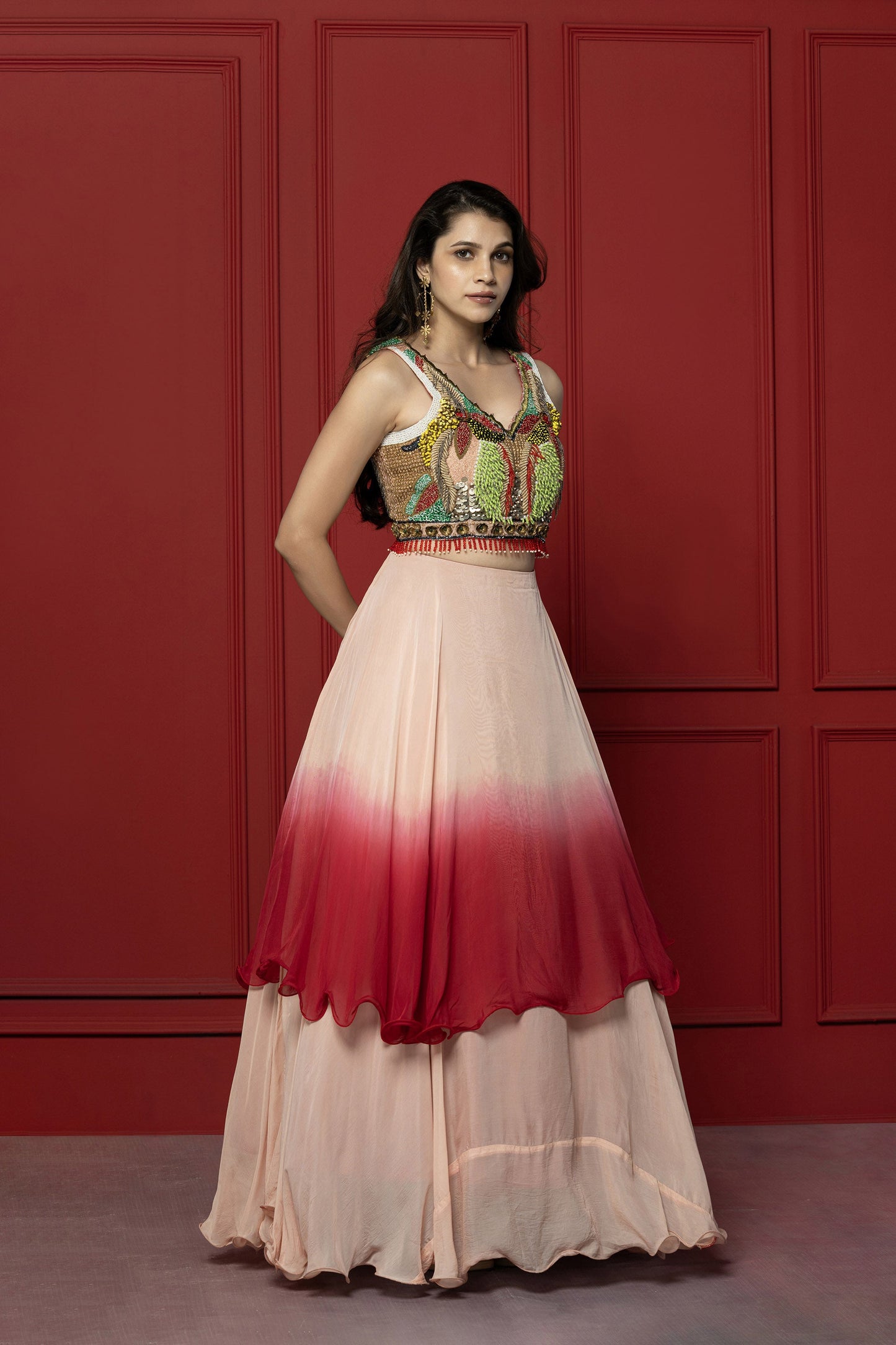 Ombré Viscose Organza Skirt Set