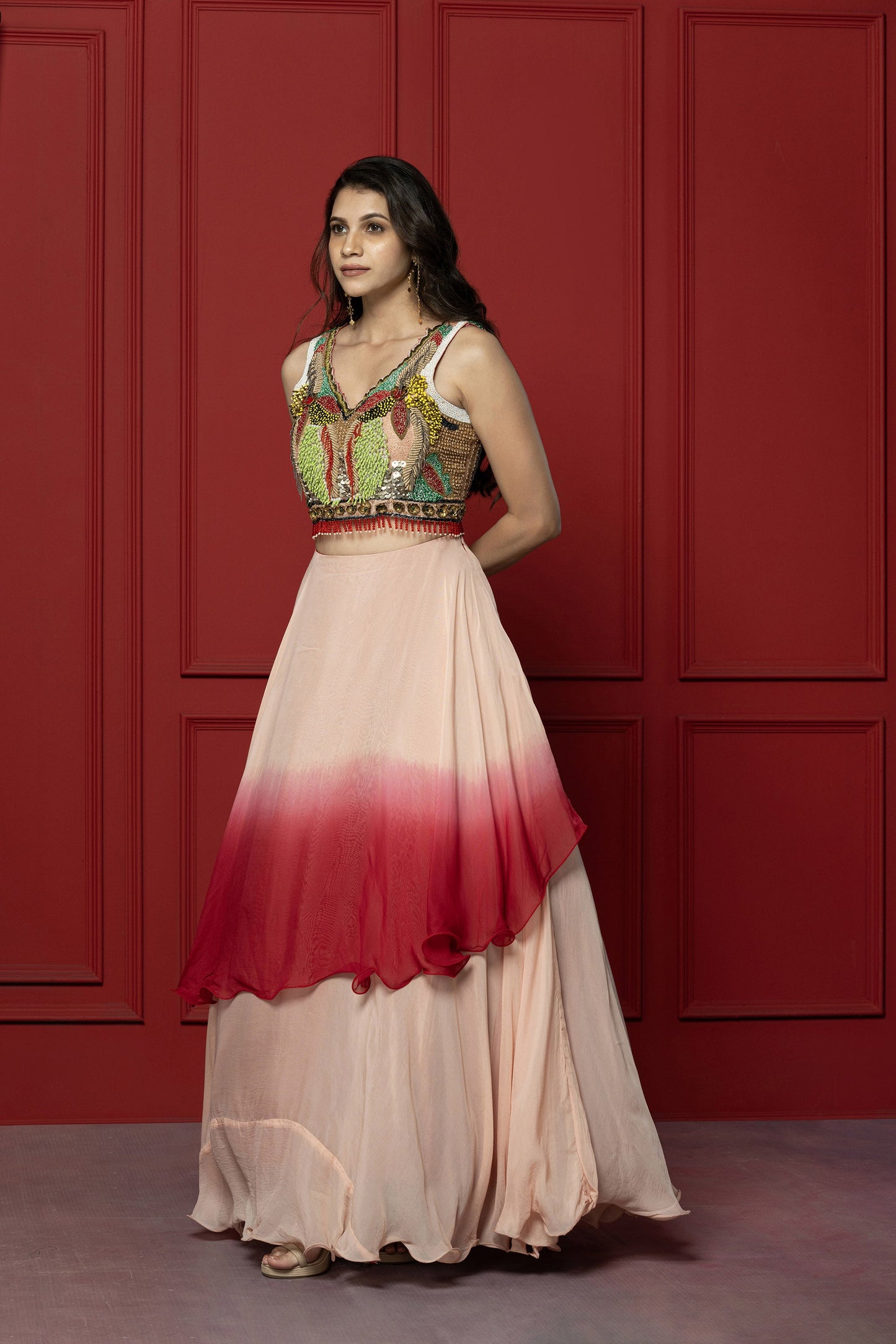 Ombré Viscose Organza Skirt Set