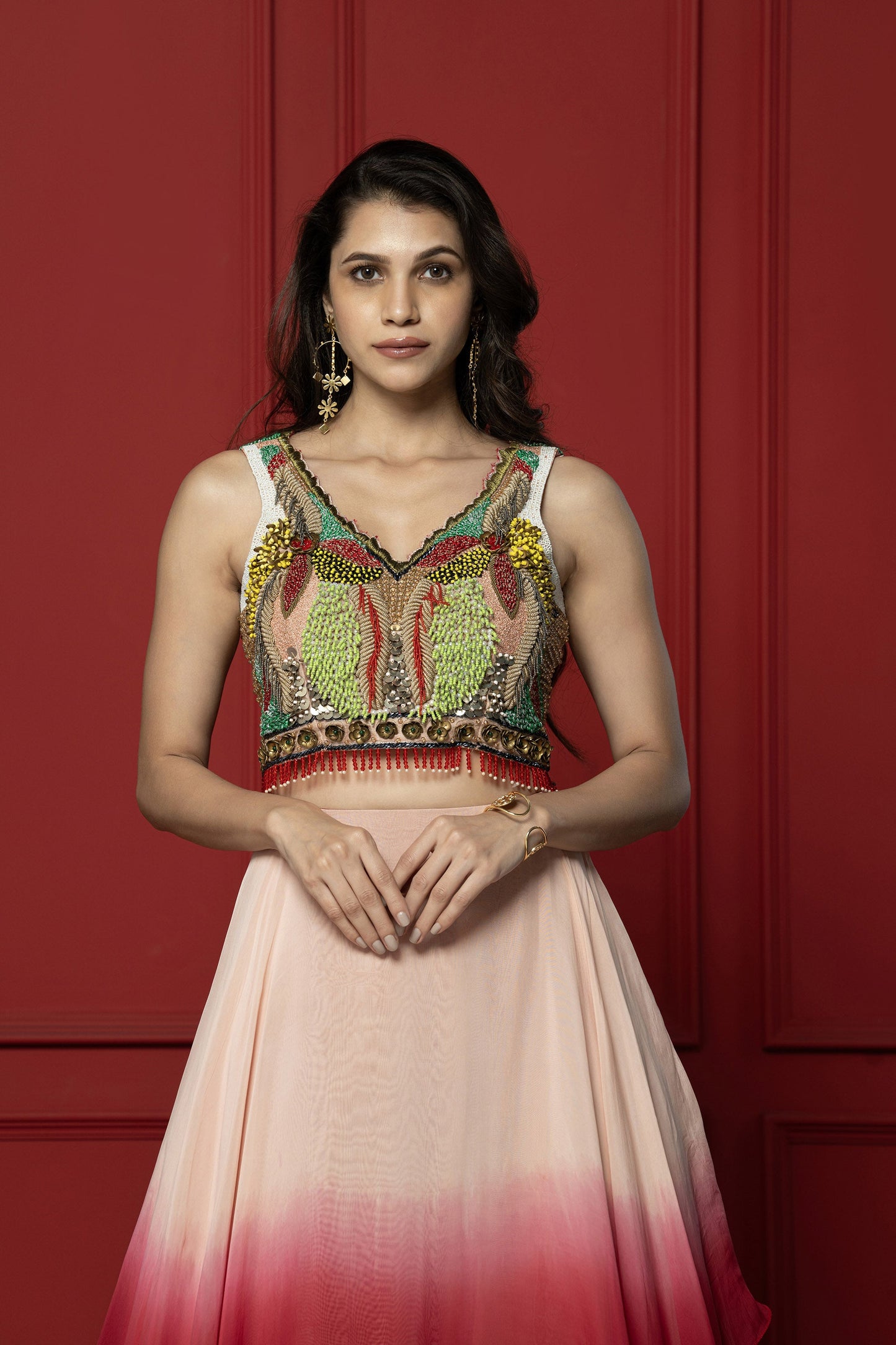 Ombré Viscose Organza Skirt Set