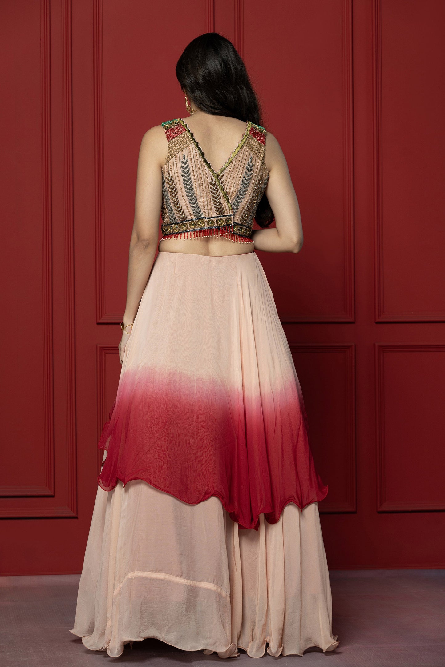 Ombré Viscose Organza Skirt Set